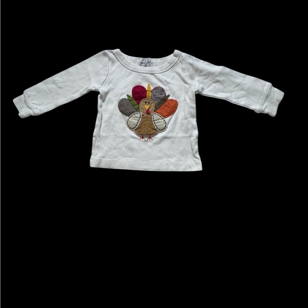 Mud Pie Long Sleeve T shirt with Thanksgiving Turkey Size 9-12 Months k27